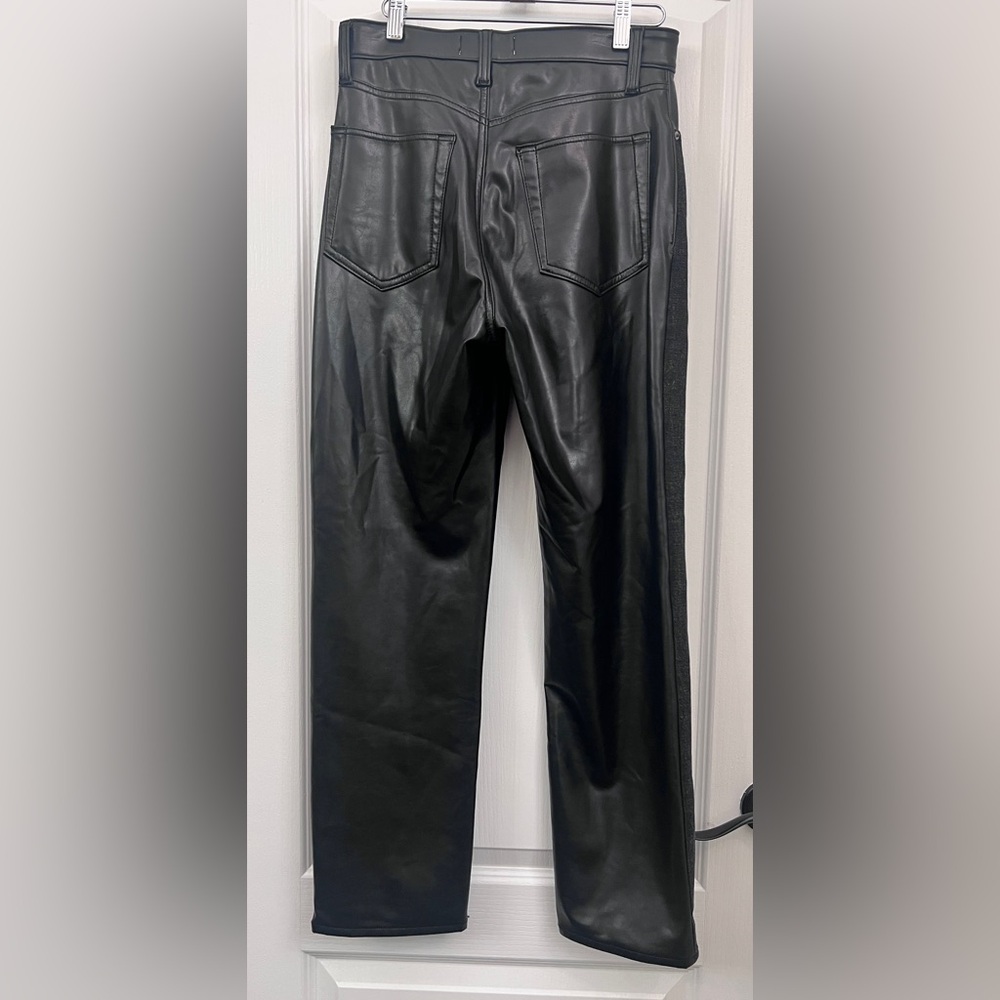 Abercrombie Ankle Straight Ultra High Rise Black Denim/Faux Leather 29/8 - Picture 5 of 12